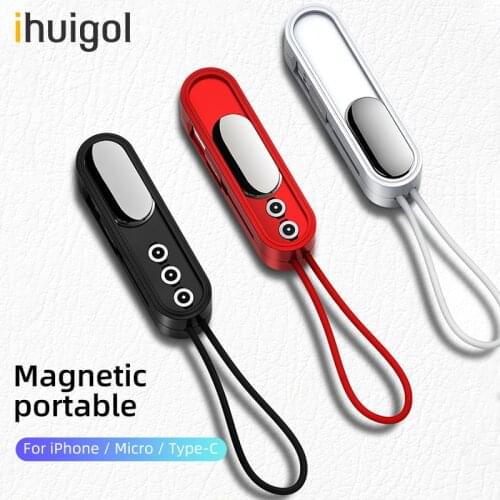 Ihuigol Mini Stonger Magnetic Cable For iPhone 11 XR 6S 7 8 Plus Realme 6 Xiaomi mi 9 Mini Portable Type C Micro USB Cable Cord