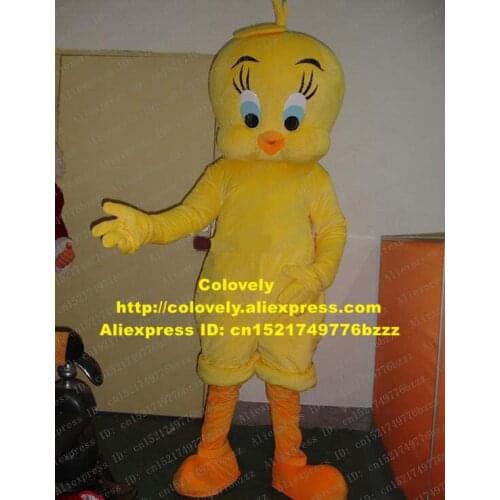 Fancy Yellow Tweety Bird Adult Size Mascot Costume Mascotte Fledging Birdie With Fat Face Big Orange Feet No.535 Free Shipping