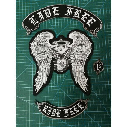 MOTORCYCLE PATCHES BADGES OF JACKET VEST GARMENT RIDE FREE OR FREE RIDER PATCHES STICKER APPLIQUES SKULL BADGES SEWING ON PATCH