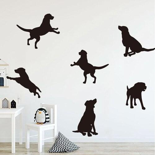 Cartoon Set Of 6 Dogs Wall Sticker Kids Room Bedroom Cute Puppy Dog Wall Decal Living Room Animal Pet Vinyl Home Decor Art Mural