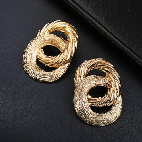New exaggerated Big Stud Earrings for Women Circle Round Alloy Earrings Wedding Party Gift