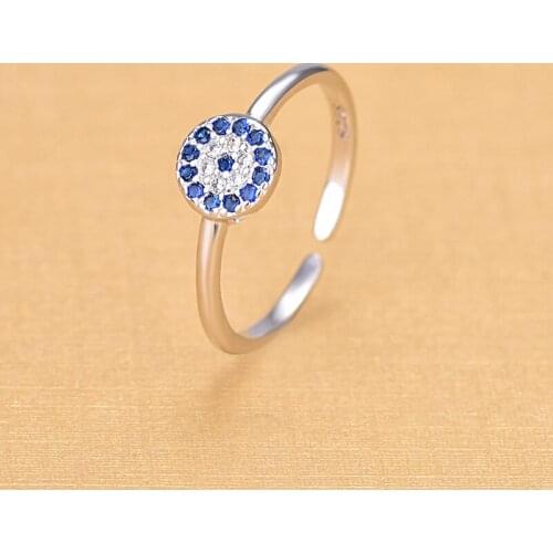 Newest Arrivals Hot Sale Fashion 925 Sterling Silver Round Crystal Rhinestone Open Rings Jewelry