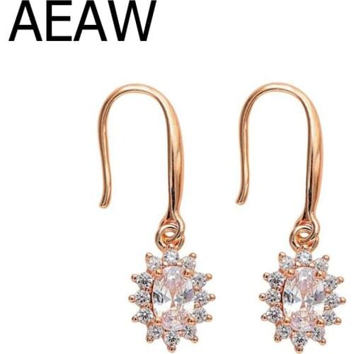 Oval Moissanite Earring Drop Earring for Women 4x6mm total 1.3ctw in 18K Rose gold
