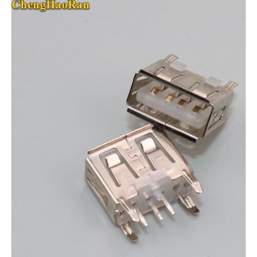 ChengHaoRan 50-100PCS USB 2.0 PCB Connector Socket USB Jack Plug A Type Flat Angle (180 Degree) Female