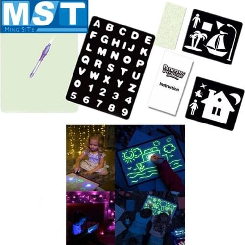 Portable Magic Luminous Painting Pad Writing Drawing Board With Light Pens Toys Graffiti Drawing Tablet Educational Kids Gifts
