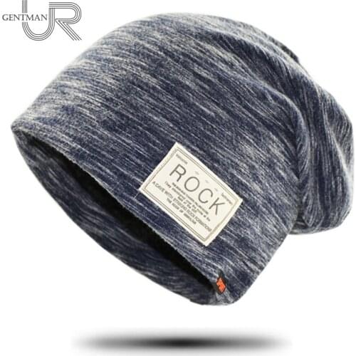 New Women And Men ROCK Cloth Mark Hat Plus Cashmere Winter Hat For Women Fashion Warm Beanie 3 Colors Sports Winter Caps