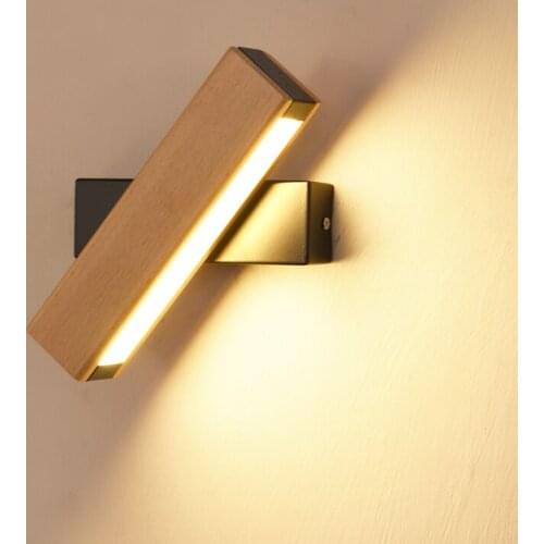 Nordic Wooden LED Wall Lamp Modern Adjustable Wall Lighting for Bedroom Beside /Living room Porch Wall Lamps For Corridor