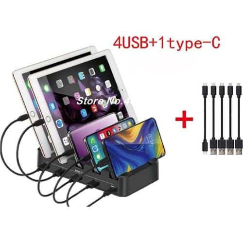 Foldable 5-port USB Charger Bracket Multi-port USB TypeeC Mobile Phone Tablet Smart Desktop Charging Station