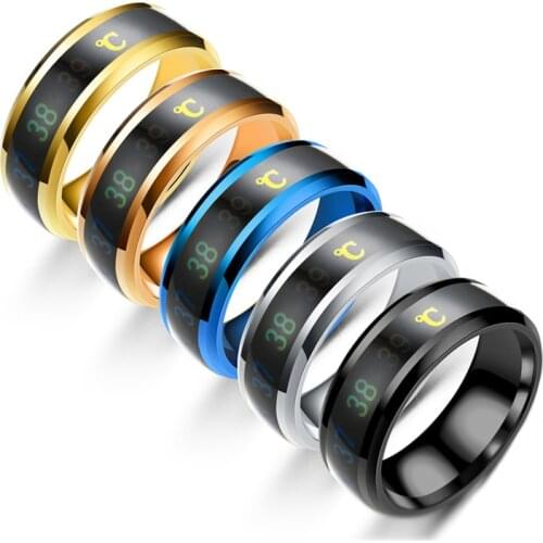 Smart Sensor Body Temperature Ring Stainless Steel Fashion Display Real-time Temperature Test Finger Ring