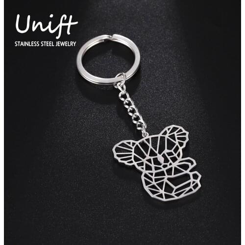 Unift Hollow Koala Key Chain Stainless Steel Car Keyring Cute Keychain for Women Men Animal Trinkets Gift for Best Friend