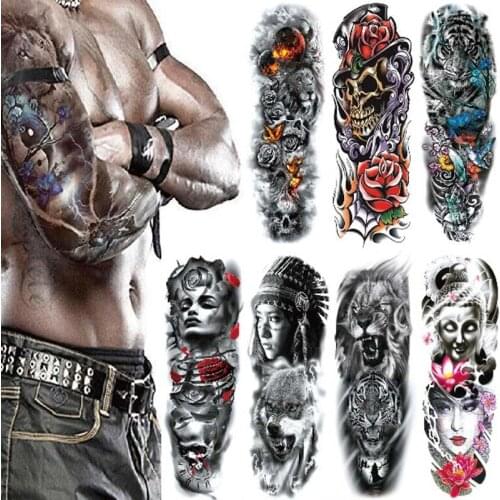 Waterproof Temporary Tattoo Sticker Totem Geometric Full Arm Large Size Sleeve Tatoo Fake tatto flash tattoos for men women