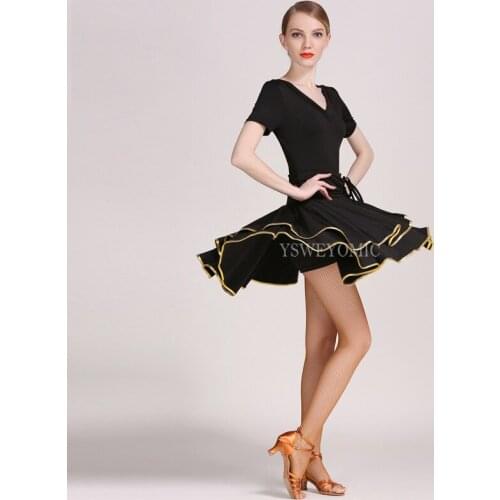 Girls Salsa Cha Cha/Rumba/Samba Perform Dance Costume Black Purple Red Short Practice Latin Dress for Women