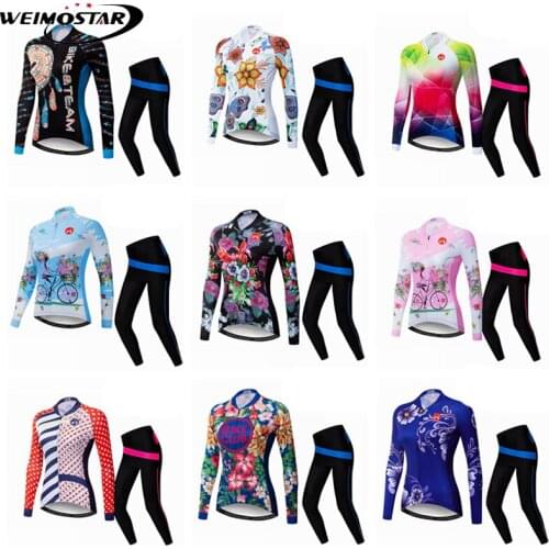 WEIMOSTAR 2019 Women Long Sleeve Cycling Jersey Set Outdoor Sport Breathable Autumn Spring mtb Road Bicycle Clothing Kit