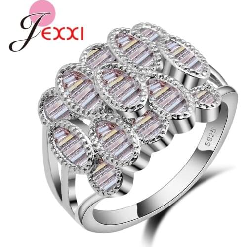 Super Deal Fashion Silver Color Big oval combination Ring exaggerated 925 Sterling Silver Ring Unisex Engagement Wholesale
