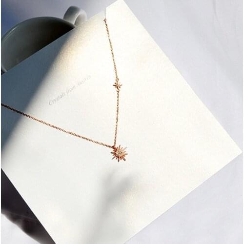 High quality 925 silver sun flower rose gold necklace for women wedding party engagement jewelry gift