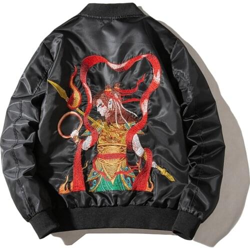 Winter Men Bomber Jacket Embroidery Chinese Fashion Pilot Jacket Men Women Hip Hop Baseball Jacket Cartoon Anime Youth Autumn