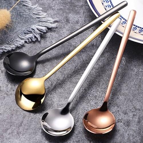 304 Stainless Steel Coffee Spoon round head spoon Korean Style spoons honey dessert gift mixing spoon
