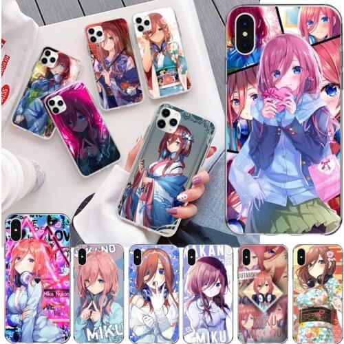 Cartoon Anime Miku Nakano Phone Case For iphone 12 11 Pro Max Mini XS Max 8 7 6 6S Plus X 5S SE 2020 XR Silicone Soft Cover