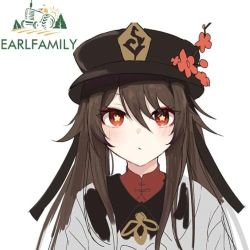 EARLFAMILY 13cm x 12.8cm for Genshin Impact Hu tao Hutao Creativite Car Sticker Surfboard Decal Occlusion Scratch Windows Decor