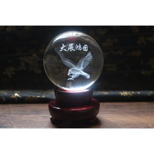 Efficacious HOME family Talisman-TOP COOL animal Arabia Eagle FENG SHUI Figurine 3D Crystal sculpture statue -FREE SHIPPING
