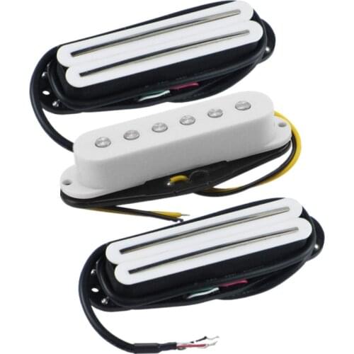 FLEOR 3pcs Ceramic Magnet Dual Hot Rail Humbucker Pickups & Single Coil Pickup Staggered White Guitar Parts