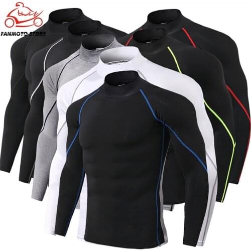 Mens motorcycle Sport Shirts Gym Fitness Compression Skinny t shirt Male Jogging Training Solid Tee Tops Crossfit Sportswear