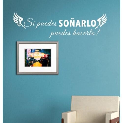 Classics Spanish Quotes Wall Decal If You Can Dream with Wing Vinyl Wall Stickers Mural Home Decor Living Room Decoration AY1945