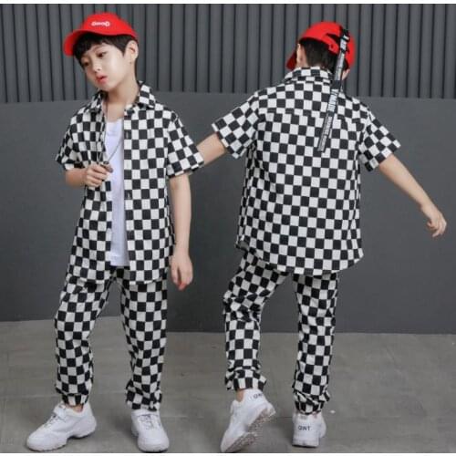 Two Piece Boys Plaid Set Fashionable Clothes For Teenager Boys Children Shirt And Pant Suits Outfits Size 8 10 11 12 13 14 16 Yr