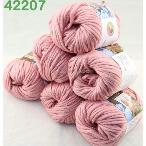 LOT of 6 Balls X 50g Special Thick Worsted Cotton Knitting Yarn Pink Rose 2207