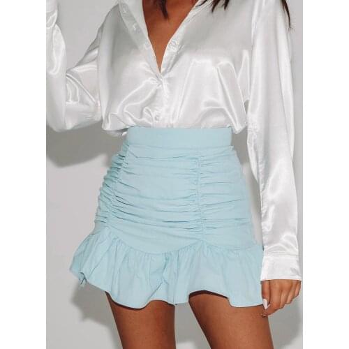 Sweet Pleated Ruffles Small Mini Skirt Womens Summer New Korean High Waist A- Shaped Hip Black Skirt for women Vintage VD1650