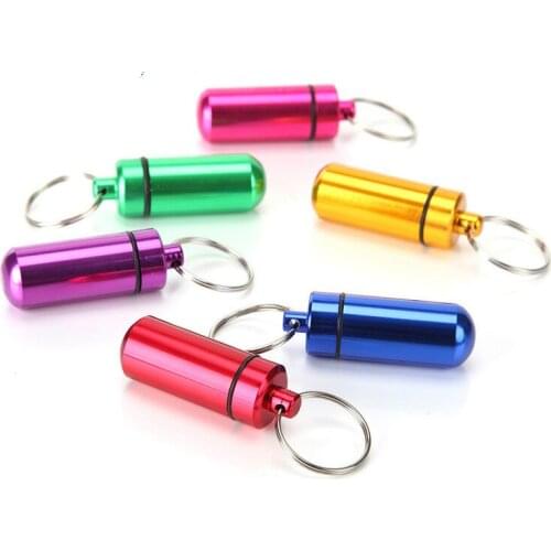 Mini bottle keys portable pill box outdoor waterproof container cartridge keychain tool pocket staff edc backpack accessories