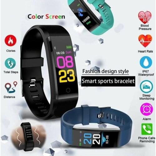 Male Watch ID115P Sports Watch Men And Women Pedometer Fitness Tracking Heart Rate Monitor With Message Reminder For Android IOS