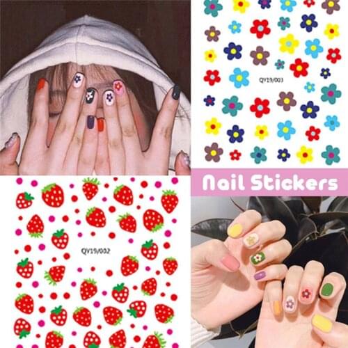 2pcs Summer Nail Stickers Set Floral Fruit Avocado Nail Art Water Transfer Decals Sliders Flower Leaves Manicures Decoration