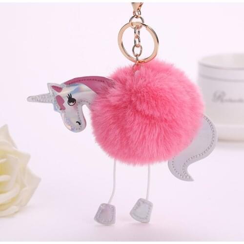 Unusual Pom Keychain Artificial Pompoms Rabbit Fur Ball Key Chain Women Bag Car Keyring Warm Gifts 2020 New Trendy