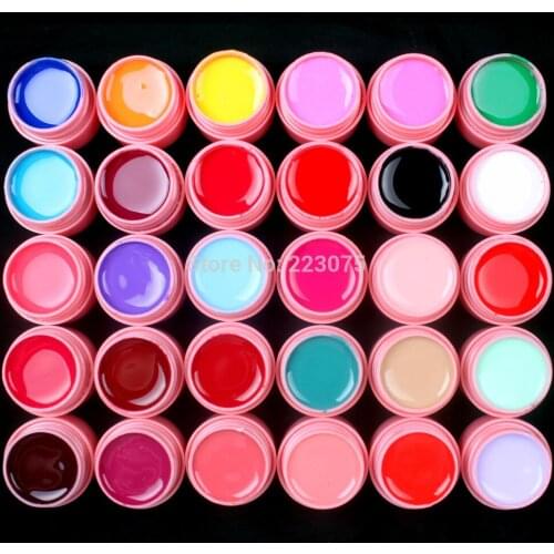 New DIY 30 Pcs Color Mix Solid Pure Nail Art UV Builder Gel Set for Acrylic Tips white pot
