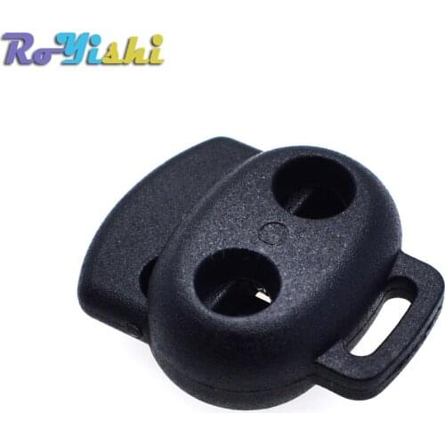20pcs/pack 2 Holes&Webbing Hole Cord Lock Stopper Plastic Toggle Clip Black Size:23mm*15mm*8.5mm