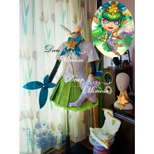 Popular Game LOL Guardian of the Star the Fae Sorceress Lulu Costume Cosplay Custom Made Halloween Party Girl Dress
