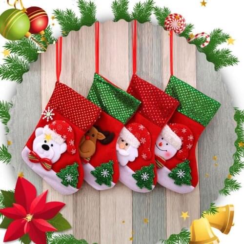 Santa’s Christmas Stocking with Sequin Blinking Cloth for Kids Children Women Gift Collected Storage Party Favors 6Inch