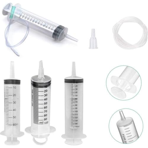 150ml large plastic syringe with 70cm transparent tube kit for measuring nutrition wholesale