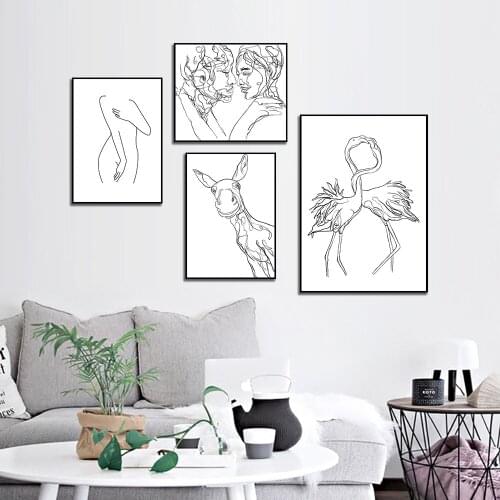 Nordic Minimalist Wall Art Decor Posters And Prints Abstract Line Face Home Decoration Painting Canvas Picture For Living Room