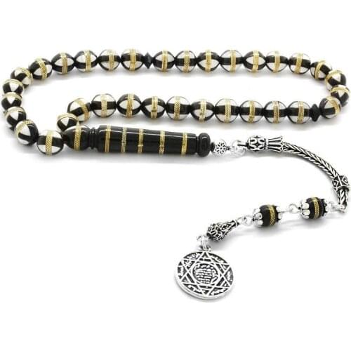 Tesbihane 925 Sterling Silver Tassels Enamel Filled Brass Spiral Sphere Cut Kuka Rosary