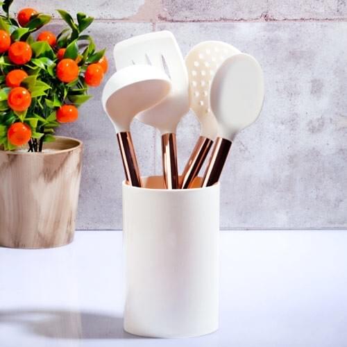 The Vanillia Silicone Ladle Colander Service Set 4Lü Standing Cream Hdy363