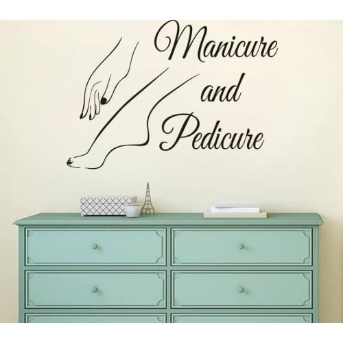 Manicure Pedicure Vinyl Wall Stickers Nail Salon Removable Wall Decals Beauty Salon Decor Nails Art Polish Window Decals AZ047