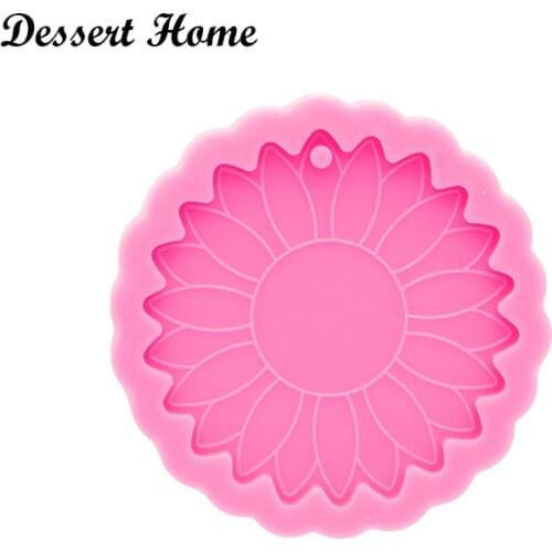 DY0761 Bright Sunflower Resin Craft for Keychain, Sunflower Silicone Molds, DIY Resin Epoxy Jewellery Making