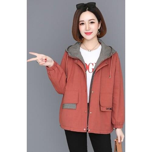 Womens Jacket Winter New Padded Plus Cotton Thick Korean Fashion All-Match Solid Color Zipper Casual Hoodied Outwear Female