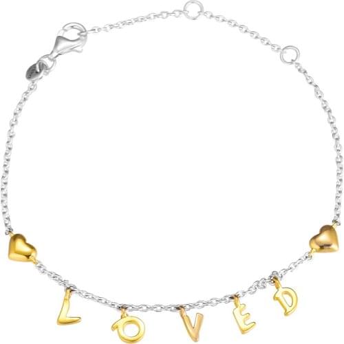 Bracelet For Women You Are Loved Heart Snake Chain Bracelets 925 Sterling Silver Jewelry Femme Pulseira Plata de ley Armband