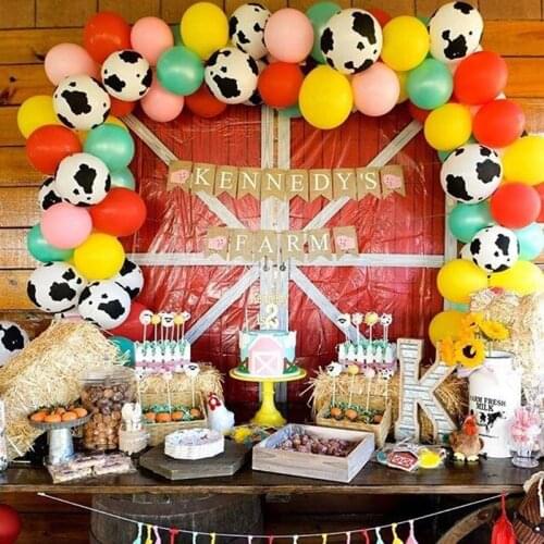 1Set Farm Decoration Balloon Garland Arch Kit Cow Animal Birthday Party Backdrop Latex Ball Air Globos Baby Shower Kids Supplies