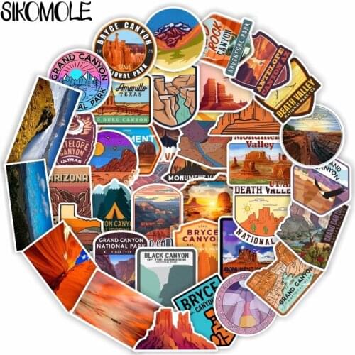 50PCS Cartoon Grand Canyon Outdoor Nature Graffiti Sticker For Kid Toy Guitar Skateboard Snowboard Luggage Decal Stickers F5