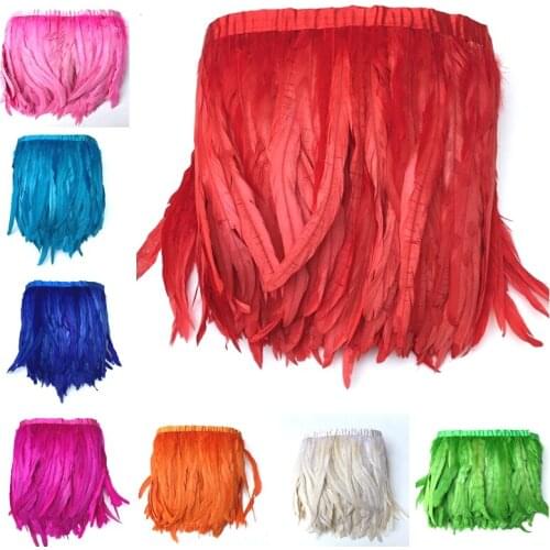 10 Meter 30-35cm Chicken Rooster Tail Feathers Trim Strip for Wedding Dress Skirt Party Clothing Decoration DIY Craft Making