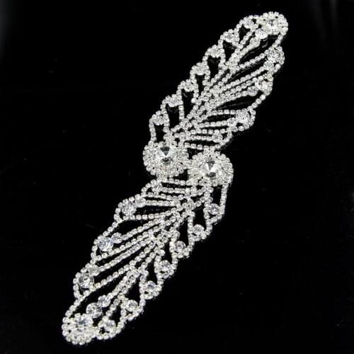 20Pcs Crystal Rhinestone Applique Trims Sew on Bridal Dress Belt Head Piece Free Shipping